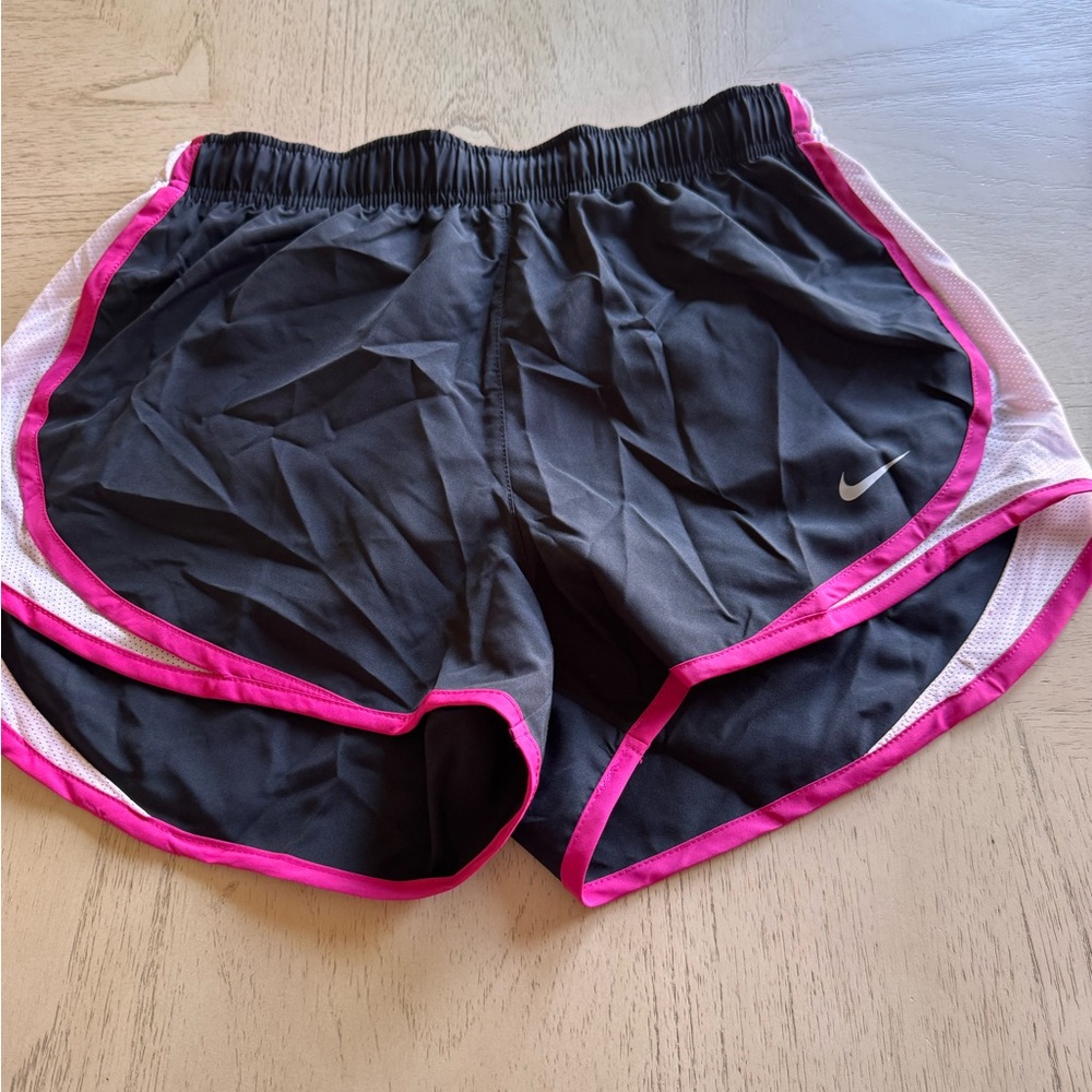 Nike Women's Black Athletic Shorts with Pink Trim